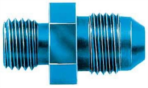 Fitting - Adapter - Straight - 6 AN Male to 12 mm x 1.50 Male - Aluminum - Blue Anodized - Each thumbnail 1