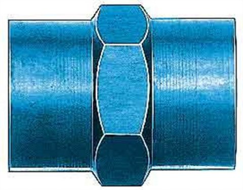 Fitting - Adapter - Straight - 3/8 in NPT Female to 3/8 in NPT Female - Aluminum - Blue Anodized - Each thumbnail 1