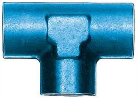 Fitting - Adapter Tee - 1/4 in NPT Female x 1/4 in NPT Female x 1/4 in NPT Female - Aluminum - Blue Anodized - Each