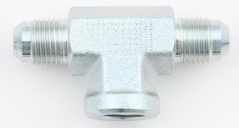 Fitting - Adapter Tee - 1/8 in NPT Female x 4 AN Male x 4 AN Male - Steel - Zinc Plated - Each