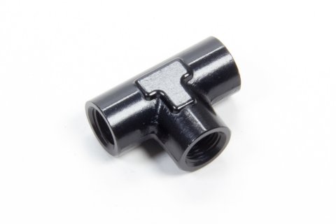 Fitting - Adapter Tee - 1/8 in NPT Female x 1/8 in NPT Female x 1/8 in NPT Female - Aluminum - Black Anodized - Each thumbnail 1