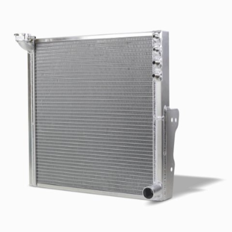 Radiator - 20.58 in W x 20 in H x 2.05 in D - Passenger Side Inlet - Passenger Side Outlet - Aluminum - Natural - Each