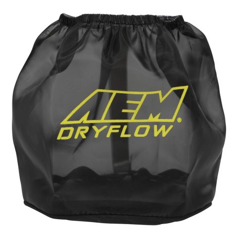 Air Filter Wrap - DryFlow - Reusable - 6 in OD Base - 5-1/4 in OD Top - 5 in Tall - Silicone Treated - Polyester - Black - Each