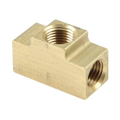 Fitting - Adapter Tee - 3/8-24 in Inverted Flare Female x 3/8-24 in Inverted Flare Female x to 1/8 in NPT Female - Brass - 3/16 in Hardline - Set of 10