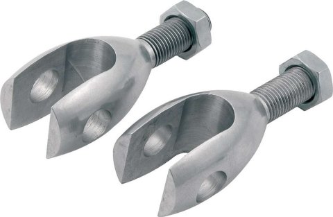 Rod End - Clevis - 3/8 in Bore - 3/8-24 in Right Hand Male Thread - 1/2 in Slot - Jam Nuts - Aluminum - Natural - Bert Transmissions - Set of 10
