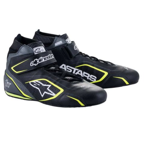Driving Shoe - Tech 1-T V3 - Mid-Top - SFI 3.3/5 - Leather Outer - Nomex Inner - Black / Fluorescent Yellow - Size 9.5 - Pair