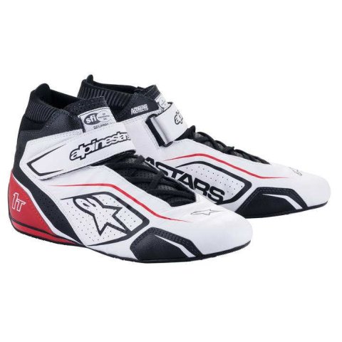 Driving Shoe - Tech 1-T V3 - Mid-Top - SFI 3.3/5 - Leather Outer - Nomex Inner - White / Black / Red - Size 7 - Pair