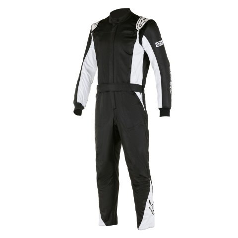Driving Suit - Atom - 1-Piece - SFI 3.2A/5 - Boot-Cut - Dual Layer - Aramid - Black / Silver - Size 54 - Medium / Large - Each