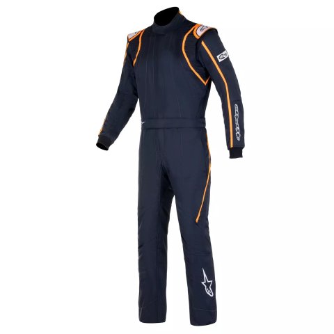 Driving Suit - GP Race V2 - 1-Piece - FIA Approved - Multi-Layer - Aramid - Black / Orange - Size 52 - Medium - Each