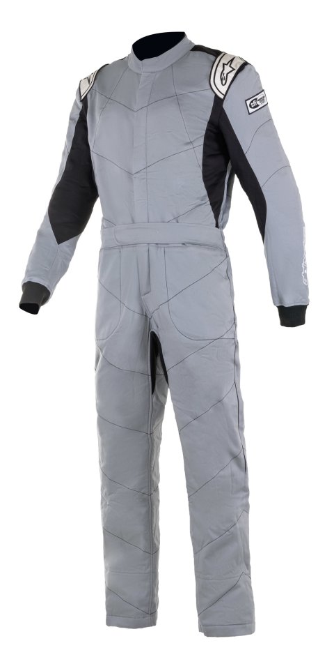 Driving Suit - Knoxville V2 - 1-Piece - SFI 3.2A/5 - Boot-Cut - Triple Layer - Fire Retardant Fabric - Gray / Black - Size 50 - Small / Medium - Each