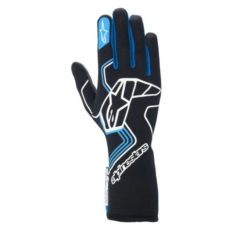 Driving Gloves - Tech-1 Race V4 - SFI 3.3/5 - FIA Approved - 2 Layer - Aramid / Silicone - Elastic Cuff - Black / Blue - Small - Pair