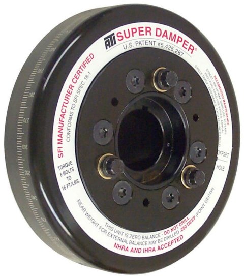 Harmonic Balancer - Super Damper - 6.325 in OD - SFI 18.1 - Aluminum / Steel - Black - Internal Balance - Small Block Chevy - Each