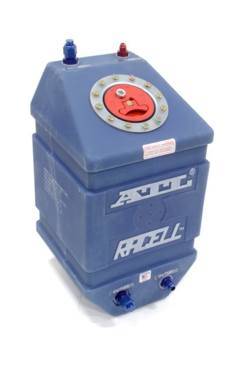 Fuel Cell - Racell - 5 gal - 10 x 10 x 17 in Tall - FIA Approved - Two 8 AN Outlets - 8 Return - 6 AN Vent - Foam - Plastic - Blue - Each thumbnail 1