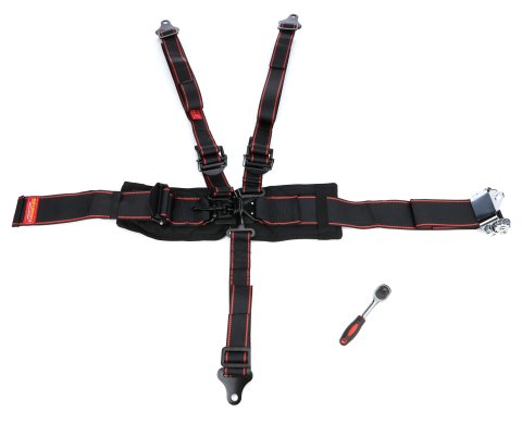Harness - Elite - 5 Point - Latch and Link - SFI 16.1 - Pull Up / Ratchet Adjust - Bolt-In - Individual Harness - Black - Kit thumbnail 1