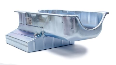 Engine Oil Pan - Claimer Pan - Rear Sump - 7 qt - 7 in Deep - Kick Out - Steel - Zinc Plated - 2-Piece Seal - Small Block Chevy - Each thumbnail 2