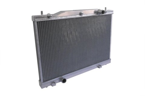 Radiator - Direct Fit - 26.6 in W x 21.5 in H x 2.25 in D - Single Pass - Passenger Side Inlet - Driver Side Outlet - Manual Transmission - Aluminum - Natural - Cadillac CTS-V 2004-07 - Each