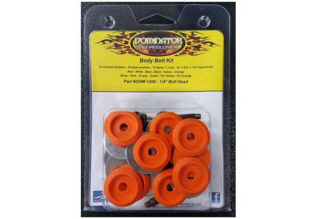 Countersunk Bolt Kit - 1/4-20 in Thread - 1.375 in Long - Hex Head - Countersunk Washers / Nuts - Plastic / Steel - Orange - Set of 10
