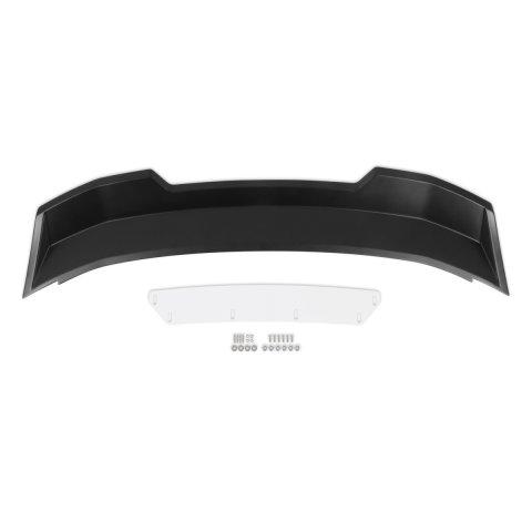Spoiler Wicker Bill - Rear - Bolt-On - Hardware Included - Adjustable Polycarbonate Flap Included - Plastic - Satin Black - Ford Mustang 2010-14 - Each