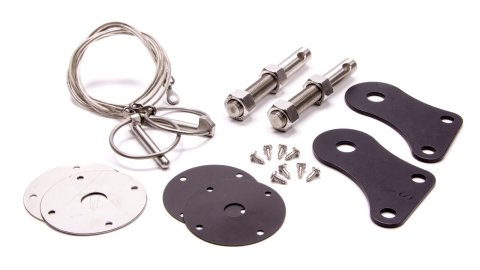 Hood Pin - 0.5 in OD x 4 in Long - 2.5 in OD Scuff Plates - Torsion Clips - Lanyards - Hardware Included - Stainless - Natural - Ford Mustang 2005-09 - Kit
