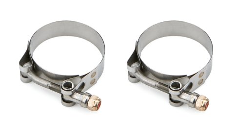 Hose Clamp - T-Bolt - 0.75 in Wide - 2.25 to 2.56 in Range - Stainless - Natural - Pair