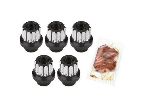 Lug Nut - Shank - 1/2-20 in Thread - 0.400 in Length Shank - Open End - 12 Point - Aluminum - Black / Silver Machined - Set of 5 thumbnail 1