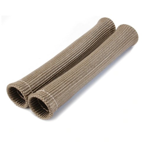 Spark Plug Boot Sleeve - Protect-A-Boot XL - 1 in Diameter - 8 in Long - Braided Fiberglass - Titanium - Pair