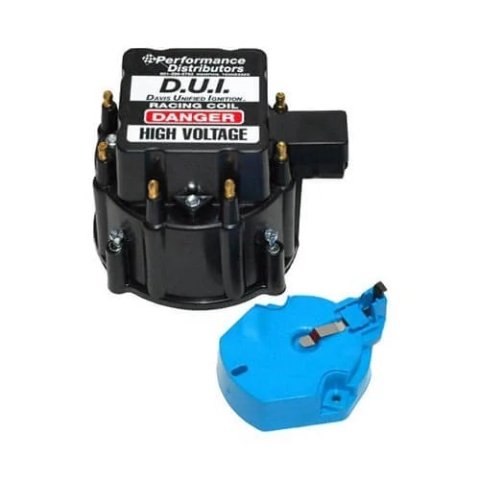 Cap and Rotor Kit - HEI Style Terminal - Brass Terminals - Twist Lock - Black - Non-Vented - Chevy V8 - Kit thumbnail 1