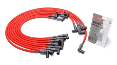 Spark Plug Wire Set - Livewires - Spiral Core - 10 mm - Red - 90 Degree Plug Boots - HEI Style Terminal - GM V8 - Kit thumbnail 1