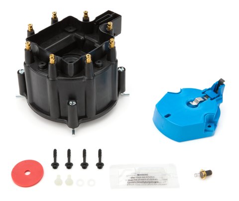 Cap and Rotor Kit - HEI Style Terminal - Brass Terminals - Twist-Lock - Black - Non-Vented - Chevy V8 - Kit thumbnail 2