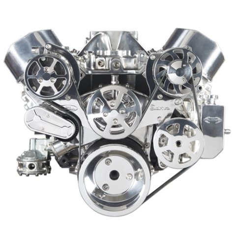 Pulley Kit - 6-Rib Serpentine - Aluminum - Polished - Big Block Chevy - Kit thumbnail 1