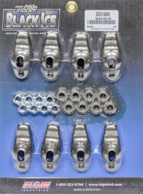 Rocker Arm - Black Ice - 3/8 in Stud Mount - 1.50 Ratio - OEM / Long Slot - Ball / Nut Included - Steel - Small Block Chevy - Set of 8 thumbnail 1