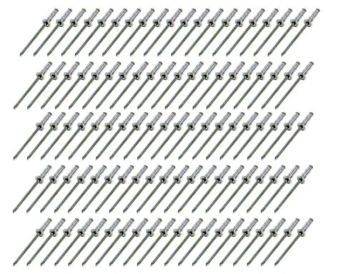 Rivet - Avex Style - 1/4 in Head - 1/8 in Steel Mandrel - 1/2 in Grip Range - Aluminum - Natural - Set of 100