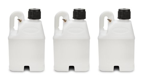 Utility Jug - Stackable - 5 gal - 11 x 11.25 x 18.5 in Tall - O-Ring Seal Cap - Petcock Vent - Square - Plastic - White - Set of 3 thumbnail 1