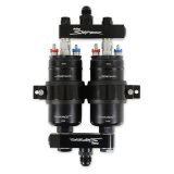 Fuel Pump - Sniper - Electric - Dual Pump - In-Line - 3.5 gpm - 10 AN O-Ring Male Inlet - 8 AN O-Ring Male Outlet - Bracket Included - Aluminum - Black Anodized - Gas / E85 - Each thumbnail 1