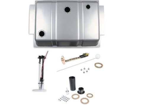 Fuel Tank - Sniper EFI - 18 gal - 255 lph Pump - 1/4 in NPT Outlet - 1/4 in NPT Return - Sending Unit - Steel - Silver Powder Coat - GM Fullsize Truck 1967-72 - Kit