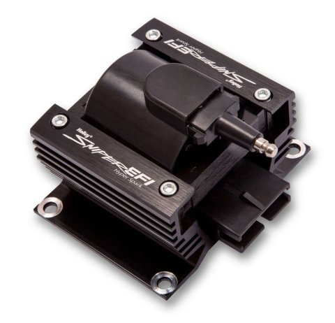 Ignition Coil - Sniper EFI Hyperspark - E-Core - 0.441 ohm - Male HEI - 43000 Volts - 90 Degree Boot / Terminal Included - Black - Universal - Each