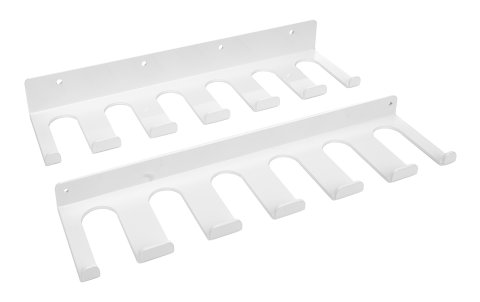 Radius Rod Rack - Wall Mount - Lower - 15 in Long - 12 Rod Capacity - 1.250 in Radius Rods - Aluminum - White Powder Coat - Each