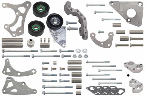 Alternator Bracket - Passenger Side - Upper / Lower - Head Mount - Aluminum - Natural - GM LS-Series - Kit thumbnail 2