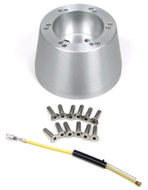 Steering Wheel Adapter - 6-Bolt Wheels to Ididit Column / OE Column - Aluminum - Black Powder Coat - Kit thumbnail 1