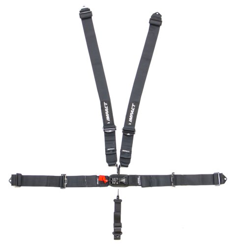 Harness - Racer Series - 5 Point - Latch and Link - SFI 16.1 - Pull Up Adjust - Bolt-In / Wrap Around - Individual Harness - Black - Kit