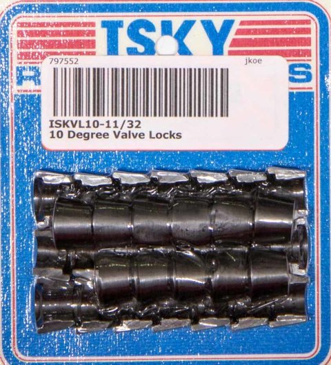 Valve Lock - 10 Degree - 11/32 in Valve Stem - Standard Height - Chromoly - Black Oxide - Set of 16 thumbnail 1