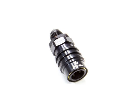 Quick Release Adapter - 3000 Series - Straight - 6 AN Male to Quick Release Socket - Valved - FKM Seal - Aluminum - Black Anodized - Each thumbnail 1