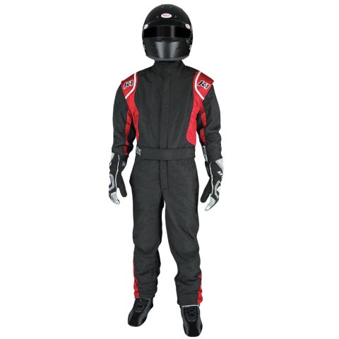 Driving Suit - Precision II - 1-Piece - SFI 3.2A/5 - Double Layer - Nomex - Black / Red - Youth 4X-Small - Each