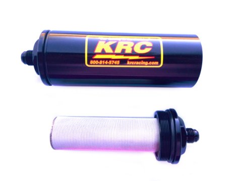 Fuel Filter - Race Ready - In-Line - Stainless Element - 7.500 in Long - 6 AN Male Inlet - 6 AN Male Outlet - Aluminum - Black Anodized - Each thumbnail 1