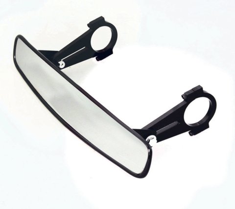 Mirror - Rear View - Wide Angle - 14 in Wide x 3 in Tall - Clamp-On - Aluminum / Plastic - Black - 1.75 in OD Tube - Kit
