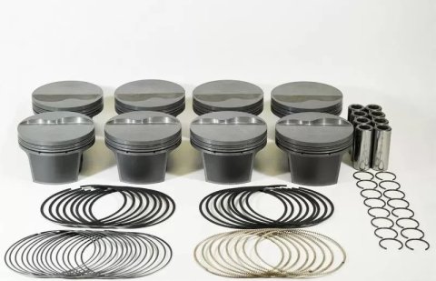Piston and Ring - PowerPak - Forged - 4.160 in Bore - 1.0 x 1.0 x 2.0 mm Ring Grooves - Minus 6.00 cc - Small Block Chevy - Kit