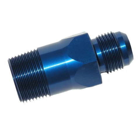 Fitting - Water Pump - Straight - 1 in NPT Male to 12 AN Male - Aluminum - Blue Anodized - Meziere 100 Series Water Pumps - Each