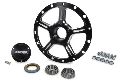 Wheel Hub - Front - Passenger Side - Bearings / Center Cap / Hardware / Seals - Aluminum - Black Anodized - Sprint Car - Each
