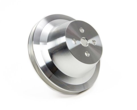 Water Pump Pulley - V-Belt - 1 Groove - 6 in Diameter - Aluminum - Clear Powder Coat - Small Block Ford - Each