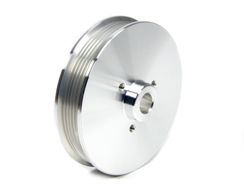 Power Steering Pump Pulley - Serpentine - 6-Rib - Press-On - 5.5 in Diameter - Aluminum - Clear Powder Coat - Small Block Ford - Mustang 1979-93 - Each thumbnail 2